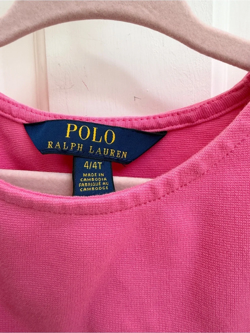 Polo by Ralph Lauren Girls 4 4T Bright Pink Ruffle Shor Sleeve Fit & Flare Dress